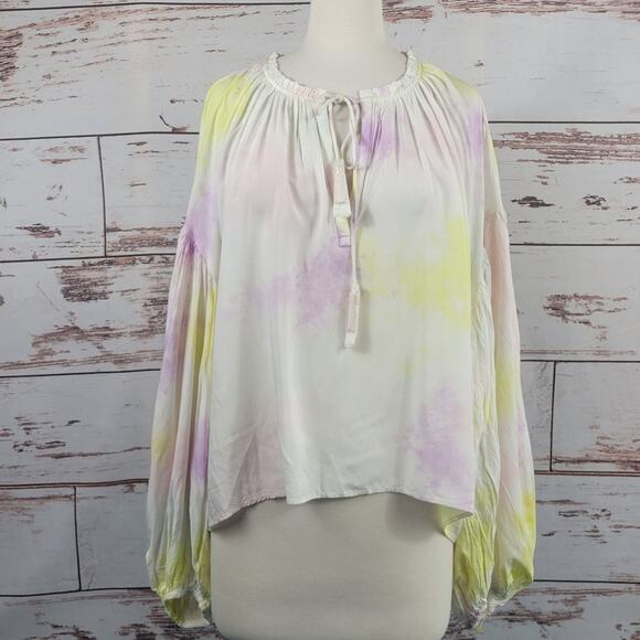NWOT Revolve Saylor Mildred Blouse Top Purple Yellow Tie Dye Size Large - Picture 1 of 7